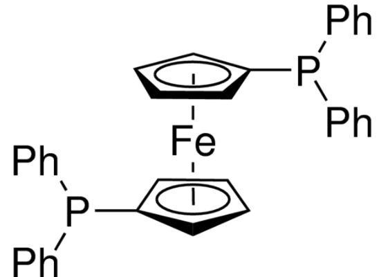 Structure of 11 Bisdiphenylphosphinoferrocene CAS 12150 46 8 548x400 - 1,1’-Bis(dicyclohexylphosphino)ferrocene CAS 146960-90-9