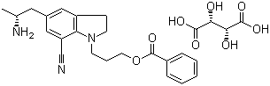 Structure of 5-[(2R)-2-Aminopropyl]-1-[3-(benzoyloxy)propyl]-2,3-dihydro-1H-indole-7-carbonitrile(2R,3R)-2,3-dihydroxybutanedioate CAS 239463-85-5
