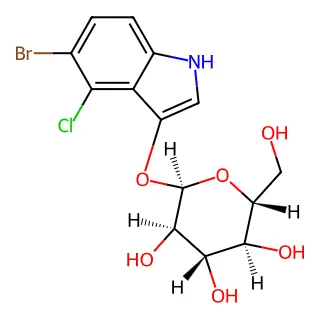Structure of 5-Bromo-4-chloro-3-indoxyl alpha-D-glucopyranoside CAS 108789-36-2