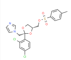 Structure of cis-[2-(2,4-Dichlorophenyl)-2-(1H-imidazol-1-ylmethyl)-1,3-dioxolan-4-yl]methyl-4-methylbenzenesulphonate CAS 134071-44-6