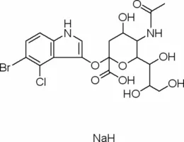 structure of 5-Bromo-4-chloro-3-indolyl-alpha-D-N-acetylneuraminic acid sodium salt CAS 160369-85-7