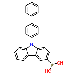 Structure of 9-(Biphenyl-4-yl)-9H-carbazol-3-yl)-boronic acid CAS 1028648-22-7