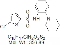Structure-of-5-Chloro-N-2-piperidin-1-yl-phenylthiophene-2-sulfonamide-CAS-746609-35-8 Structure-of-5-Chloro-N-2-piperidin-1-yl-phenylthiophene-2-sulfonamide-CAS-746609-35-8-