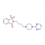 Structure of 1,1-dioxo-2-[4-(4-pyrimidin-2-ylpiperazin-1-yl)butyl]-1,2-benzothiazol-3-one CAS 95847-70-4