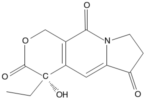 Structure of (S)-4-ETHYL-4-HYDROXY-7,8-DIHYDRO-1H-PYRANO[3,4-F]INDOLIZINE-3,6,10(4H)-TRIONE CAS 110351-94-5