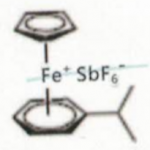 Structure of (eta-cumene)-(eta-cyclopentadienyl)iron(II) hexafluoroantimonate CAS 100011-37-8