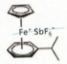 Structure of (eta-cumene)-(eta-cyclopentadienyl)iron(II) hexafluoroantimonate CAS 100011-37-8 (eta-cumene)-(eta-cyclopentadienyl)iron(II) hexafluoroantimonate CAS 100011-37-8