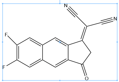 Structure of 2 67 difluoro 3 oxo 23 dihydro 1H cyclopentabnaphthalen 1 ylidenemalononitrile CAS OPVNA 0001 - 2-(6,7-difluoro-3-oxo-2,3-dihydro-1H-cyclopenta[b]naphthalen-1-ylidene)malononitrile CAS OPVNA-0001