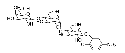 Structure of Gal G2 CNP 2 Chloro 4 nitrophenyl 4 O β Dgalactopyranosylmaltoside CAS 157381 11 8 - Glycopeptidase CAS UENA-0200