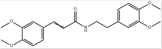 Structure of N 2 34 dimethoxyphenylethyl 34 dimethoxycinnamic acid amide CAS 69444 90 2 - 12-Methyltridecanal CAS 75853-49-5