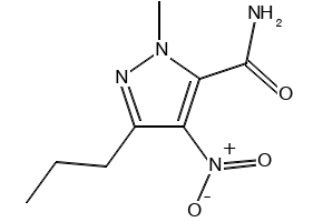 Structure of 1-Methyl-4-nitro-3-propyl-(1H)-pyrazole-5-carboxamide CAS 139756-01-7
