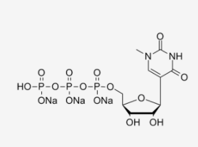 Structure of N1 methyl pseudouridine 5 triphosphate UTP trisodium salt Solution CAS UENA 0196 - Fluorescein-12-UTP 10mM Sodium solution CAS F12UTP