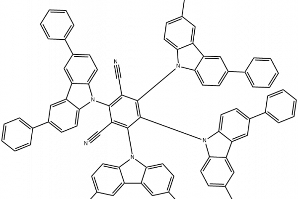 Structure of 2456 Tetrakis36 diphenyl 9H carbazole 9 ylisophthalonitrile CAS 1469705 37 0 600x400 - 3,4,5,6-Tetrakis(3,6-diphenyl-9H-carbazol-9-yl)phthalonitrile CAS 1469707-47-8