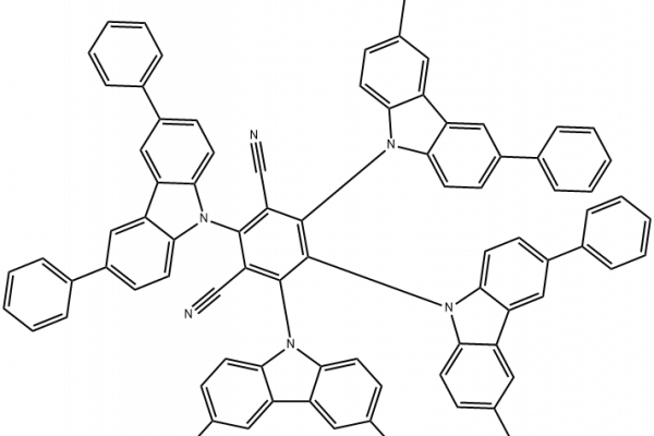 Structure of 2456 Tetrakis36 diphenyl 9H carbazole 9 ylisophthalonitrile CAS 1469705 37 0 600x400 - meso-Tetra (2-pyridyl) porphine-Ni(II) CAS 14514-68-21