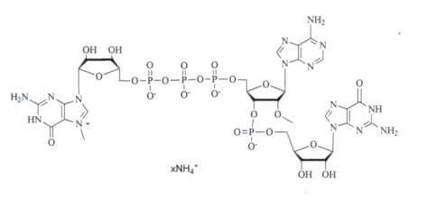 Structure of (m7G(5’)ppp(5’)(2’-OMeA)pG,(Cap1,GAG)100mM Ammonium salt solution CAS UENA-0199