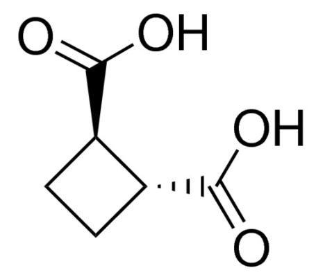 Structure of trans Cyclobutane 12 dicarboxylic acid CAS 1124 13 6 455x400 - Cefuroxime Sodium Impurity A CAS 56238-63-25002