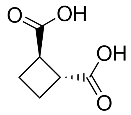 Structure of trans Cyclobutane 12 dicarboxylic acid CAS 1124 13 6 455x400 - trans-Cyclobutane-1,2-dicarboxylic acid CAS 1124-13-6