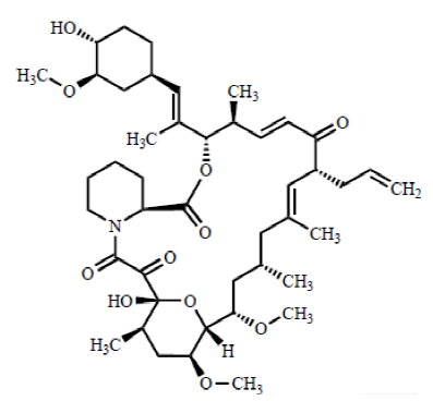 Structure of Tacrolimus C4 epimer Diene CAS 104987 11 334 - CIL56 (CA3, 2,7-bis(1-piperidinylsulfonyl)-9H-fluoren-9-one, oxime) CAS 300802-28-2
