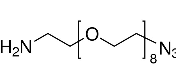 Structure of 26 Azido 3691215182124 octaoxahexacosan 1 amine CAS 857891 82 8 600x270 - Amino-PEG8-acid CAS 756526-04-2