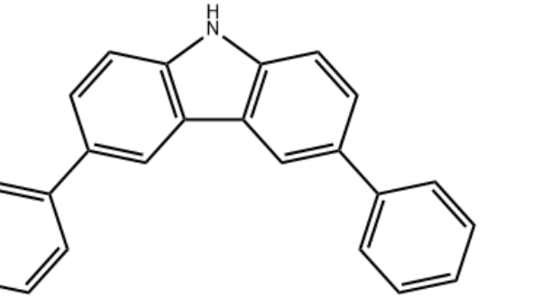 Structure of 36 Diphenyl 9H carbazole CAS 56525 79 2 600x341 - 3,5-Di-tert-butyl-4-hydroxybenzaldehyde CAS 1620-98-0