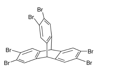 structure of 23671213 Hexabromotriptycene CAS 55805 81 7 - 2,3,8,9,14,15-hexa(4-formylphenyl)diquinoxalino[2,3-a:2′,3′-c]phenazine CAS 2307218-00-2