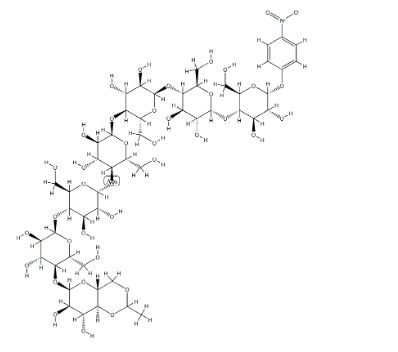 EPS/4-Nitrophenyl O-4,6-O-ethylidene-alpha-D-maltoheptaoside CAS 96597-16-9 structure of EPS CAS 96597 16 9 - EPS/4-Nitrophenyl O-4,6-O-ethylidene-alpha-D-maltoheptaoside CAS 96597-16-9