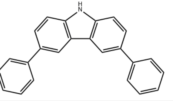 structure of 36 Diphenyl 9H carbazole CAS 56525 79 2 600x350 - 3,5-Di-tert-butyl-4-hydroxybenzaldehyde CAS 1620-98-0