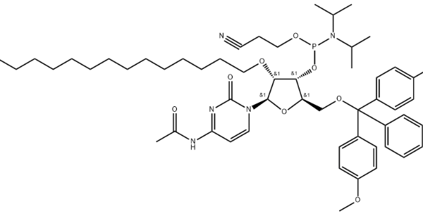 Structure of DMTr 2 O C16 rCAc 3 CE Phosphoramidite CAS 2382942 38 1 600x307 - 2-chloro-4-methanesulfonyl-3-[(2,2,2-trifluoroethoxy)methyl]benzoic acid CAS 20100-77-8