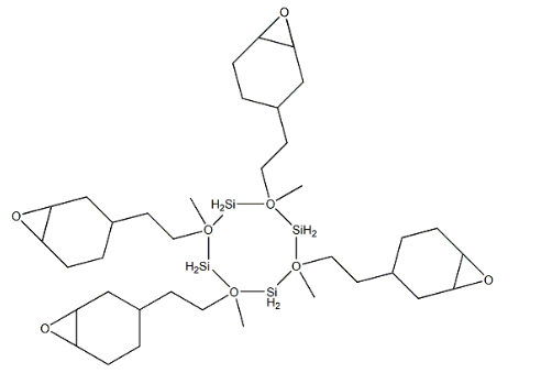 Structure of tetrakis[(epoxycyclohexyl)ethyl]tetramethylcyclotetrasiloxane CAS 121225-98-7