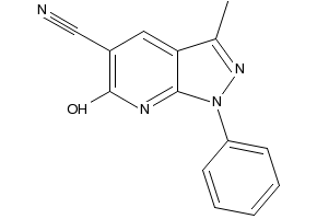 Structure of 3-Methyl-6-oxo-1-phenyl-6,7-dihydro-1H-pyrazolo[3,4-b]pyridine-5-carbonitrile CAS 52217-38-6