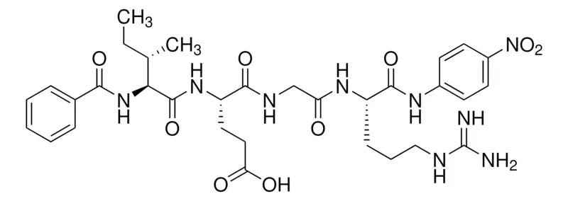 Structure of Bz-Ile-Glu-Gly-Arg-pNA∙ Free Base CAS 59068-47-2