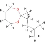 Structure of 4, 7-Dihydro-2-methyl-2-(3-methylbutyl)-1,3-dioxepin CAS 53338-05-9