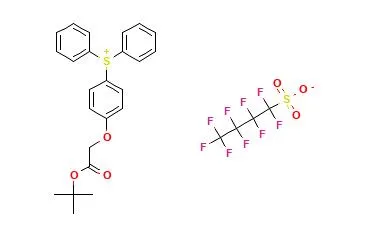 Structure of tert-Butyl 2-[4-(diphenylsulphonium)phenoxy]acetate, nonaflate salt CAS 857285-80-4